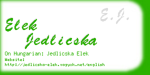 elek jedlicska business card